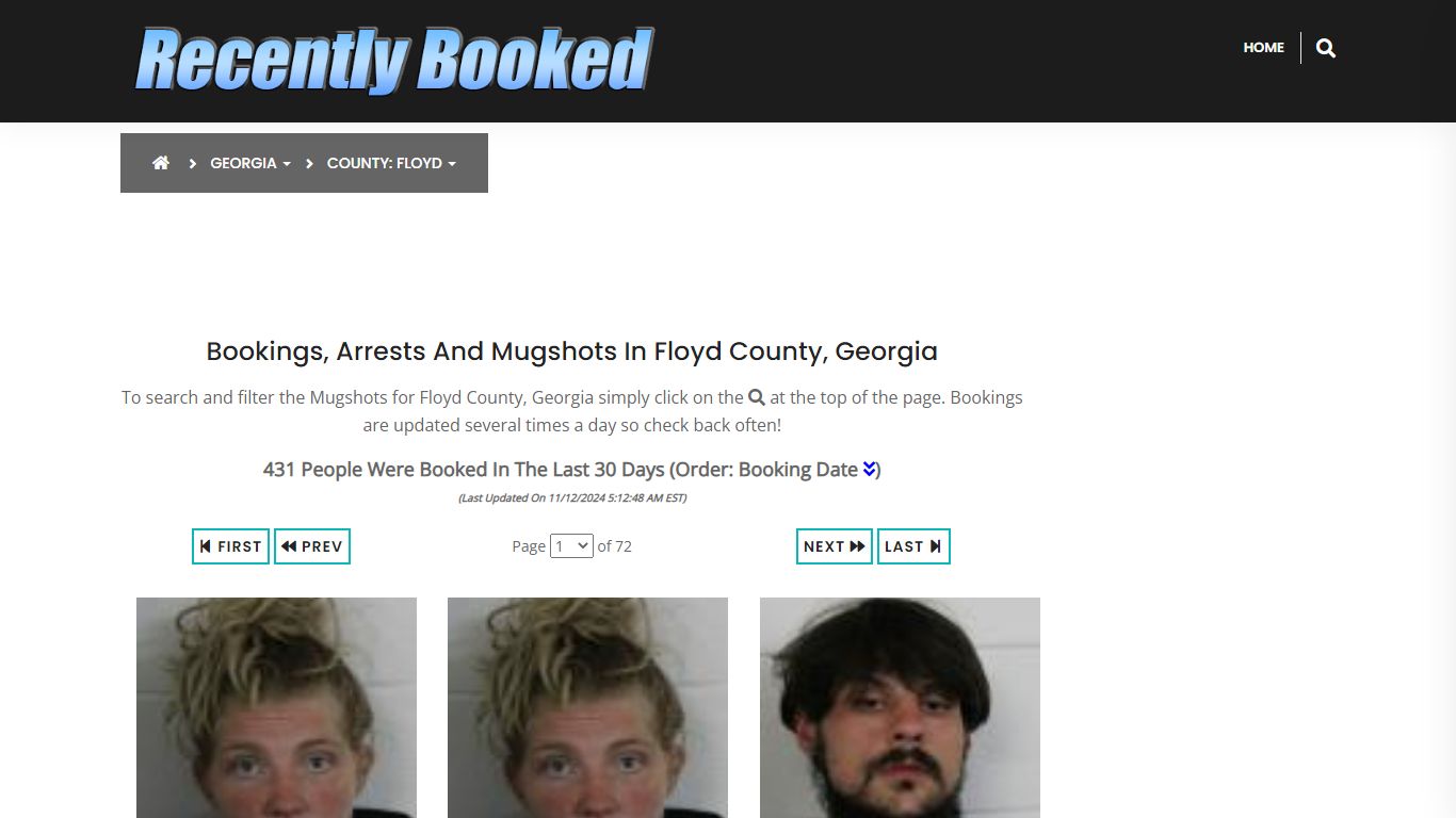 Bookings, Arrests and Mugshots in Floyd County, Georgia - Recently Booked