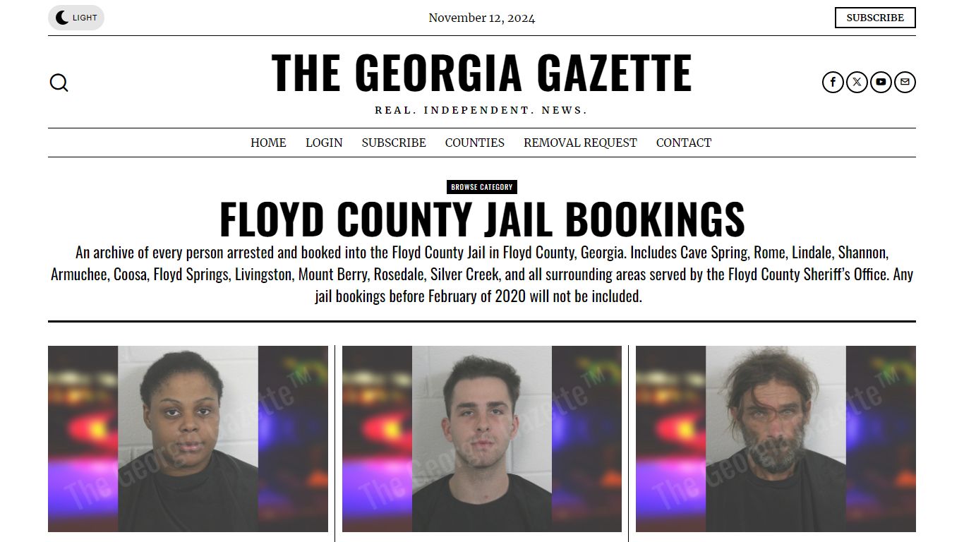 Floyd County Jail Bookings – The Georgia Gazette