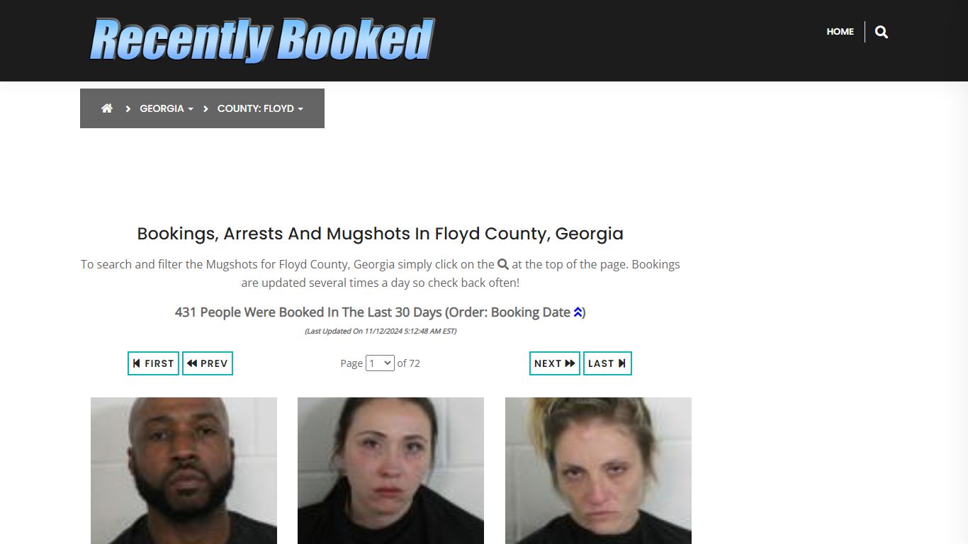 Bookings, Arrests and Mugshots in Floyd County, Georgia - Recently Booked